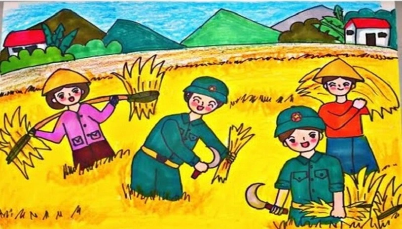 Vẽ tranh đề tài chú bộ đội Vẽ tranh đề tài chú bộ đội